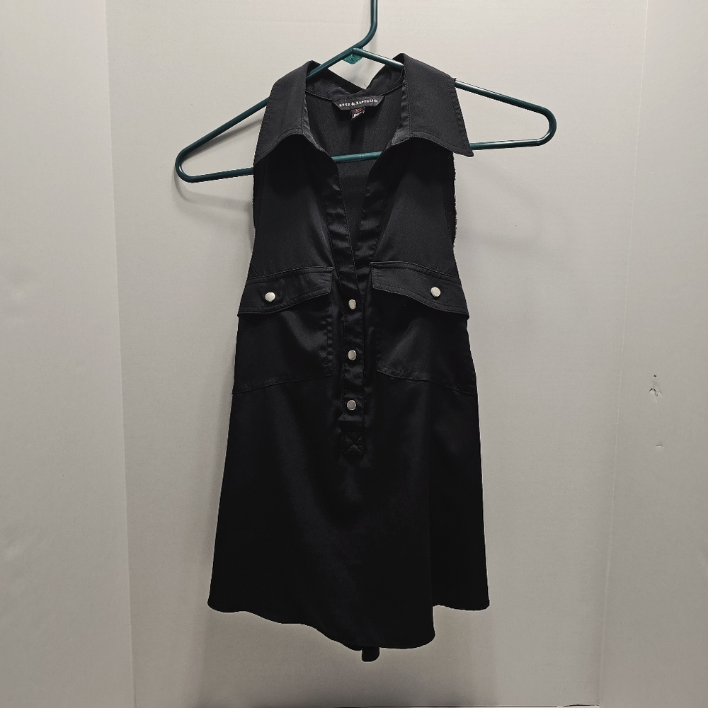 Rock & Republic Black Sleeveless Halter Sheath Top
